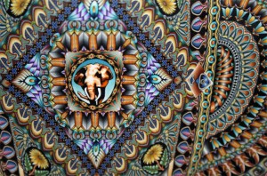 Closeup of Elephant Cane Closeup of Elephant Cane on Elephant's Head